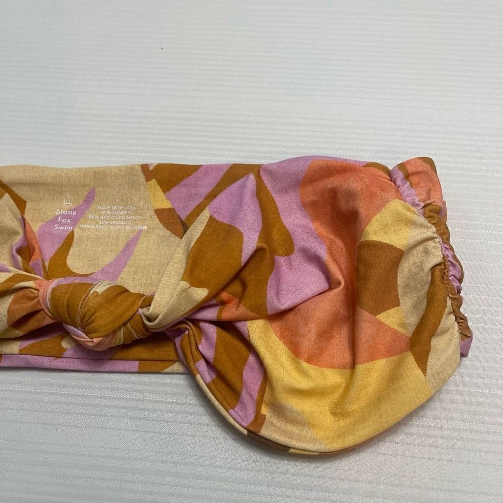 Free People x Stone Fox Swim Lele knotted bikini top tropics Size Large New - Picture 2 of 7